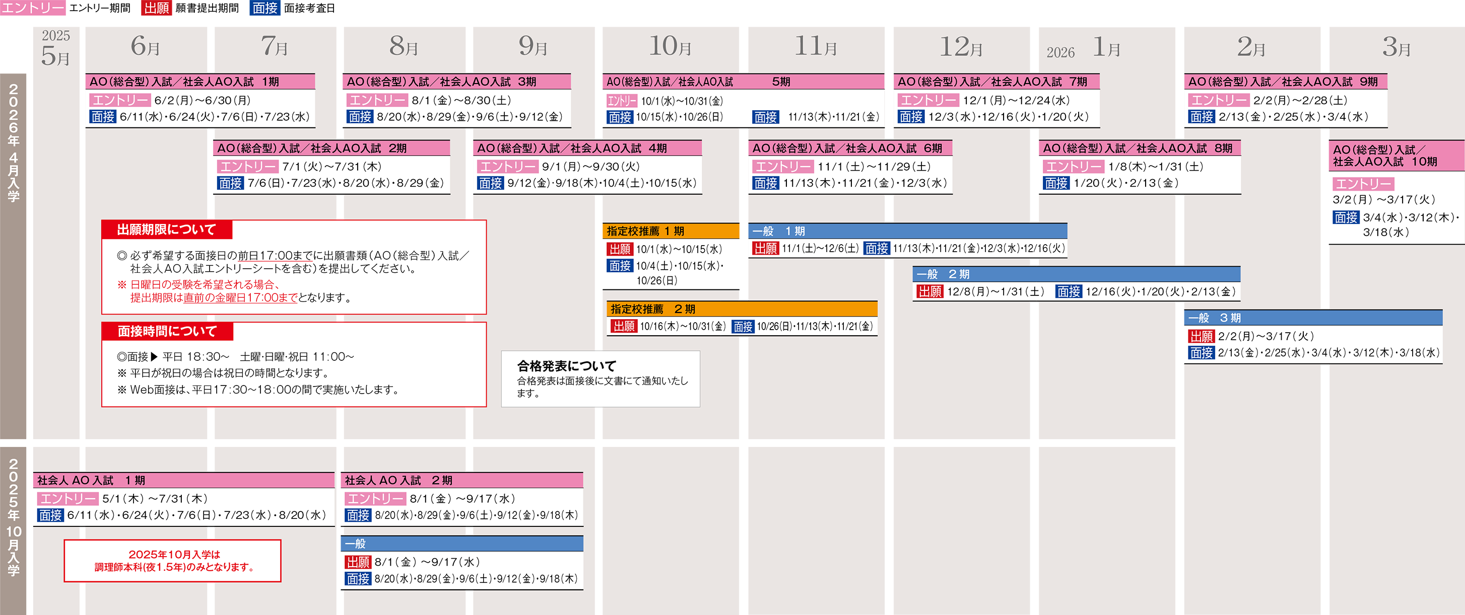 2024年度入試日程カレンダー