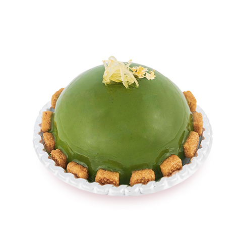 抹茶と柚子、小豆餡のドームケーキ